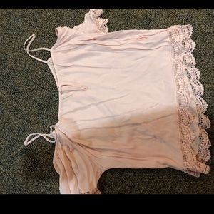 Pink cold shoulder blouse